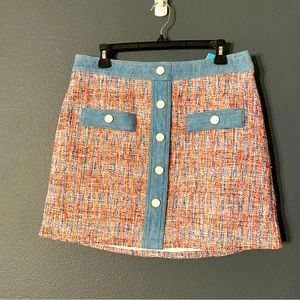 House of Harlow 1960 womens tweed jean skirt size 4, 10 plaid NEW with tag